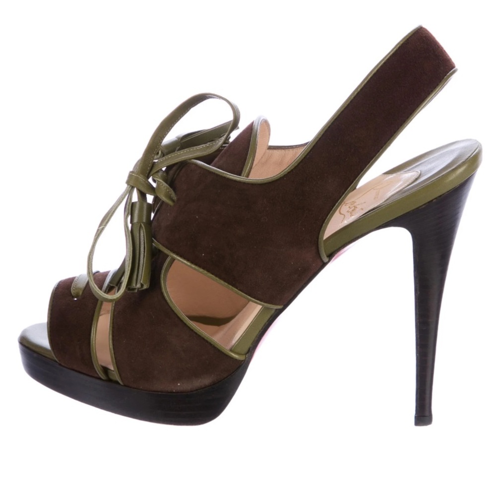 Gold velvet Christian Louboutin heels